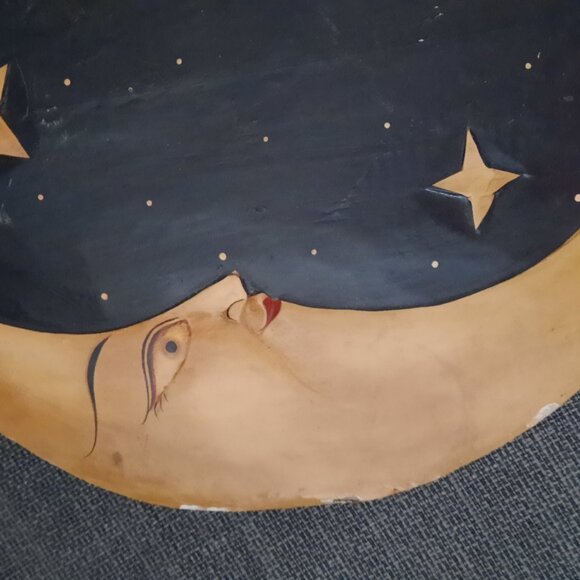 Vintage Whimsigoth Wooden Sun & Moon Plaque Wall Decor - Picture 11 of 12